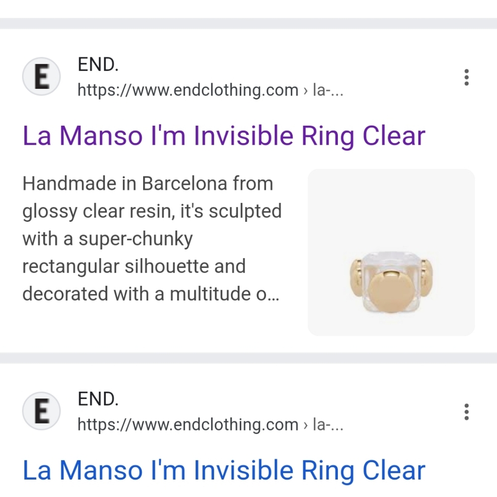 La Manso, I'm invisible ring            size small